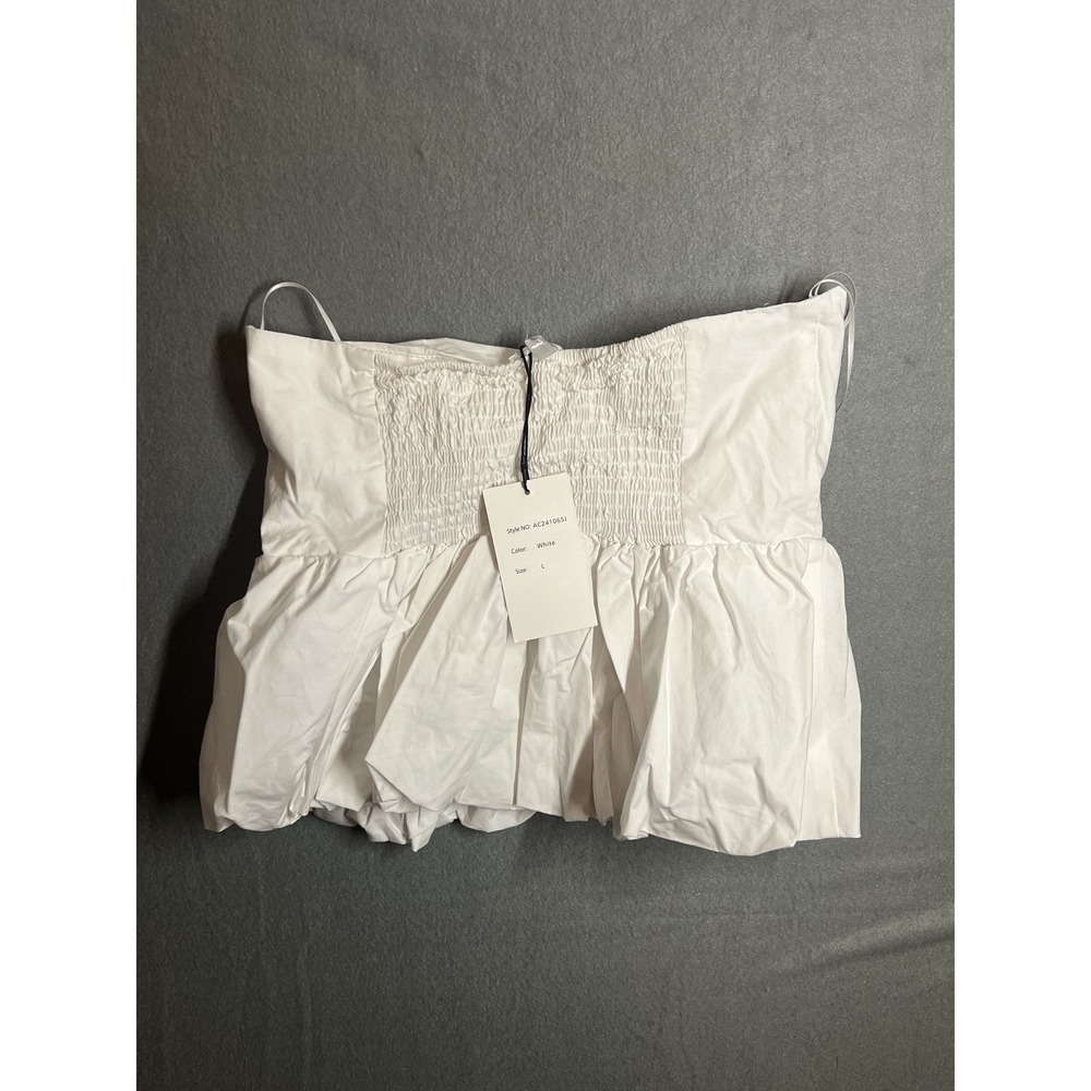 BLENCA White Strapless Smocked Peplum Top Women's Size Large NWT AC241065J